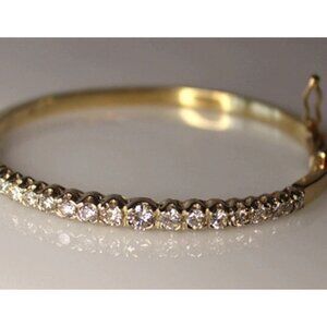 2.50 ctw Natural Diamond Pave 14K Yellow Gold Hinged Bracelet